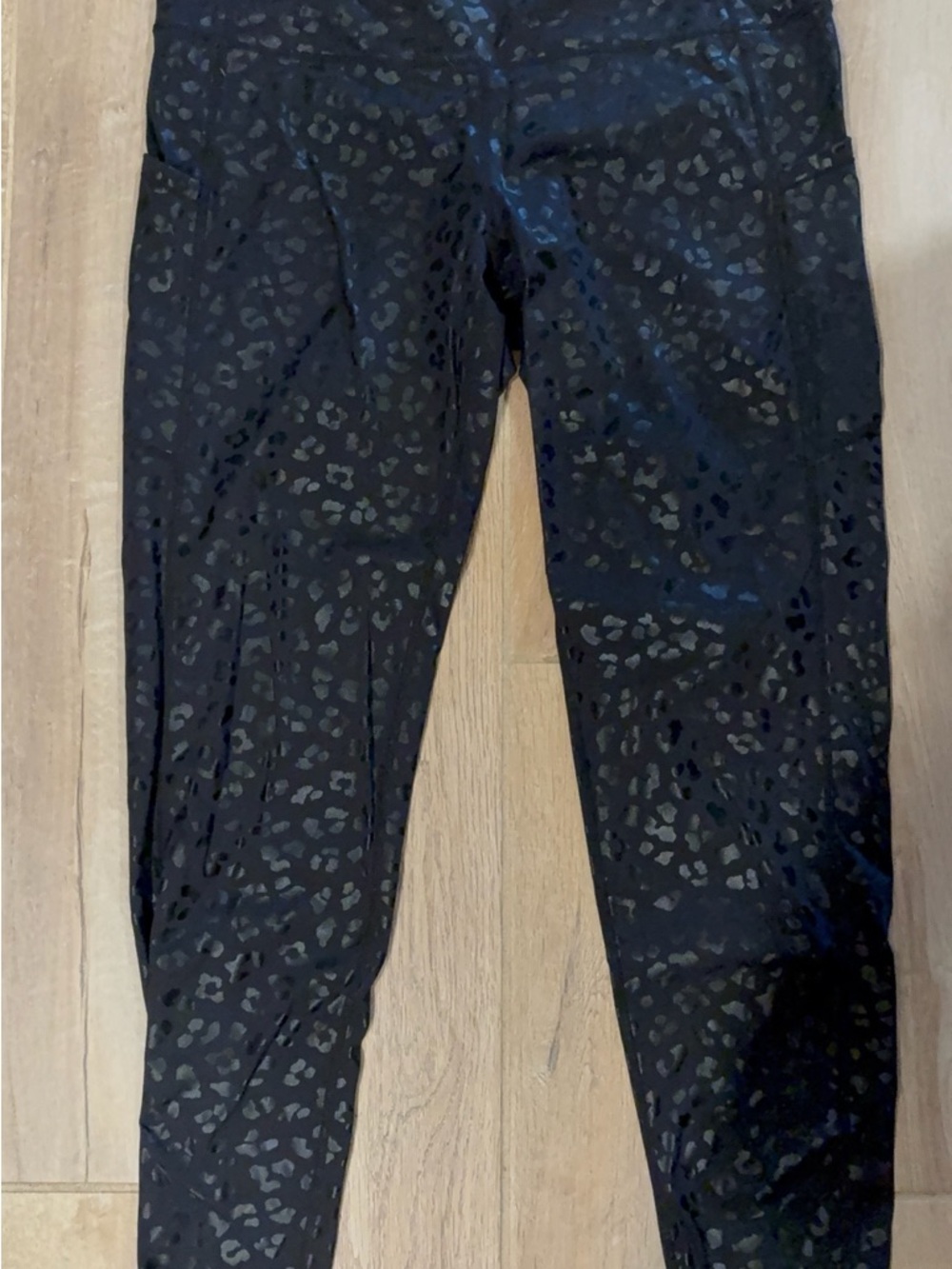 Black Animal Print Leggings 4” High Waistband for Tummy Control, W/Pockets